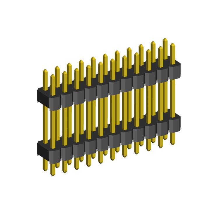 2213DI-XXG-XXXX (PLHD-XX) series, fork open, straight, double insulator double row on the board for mounting holes, pitch 2,54x2,54 mm, Board-to-Board connectors, pin headers and sockets > pitch 2,54x2,54 mm