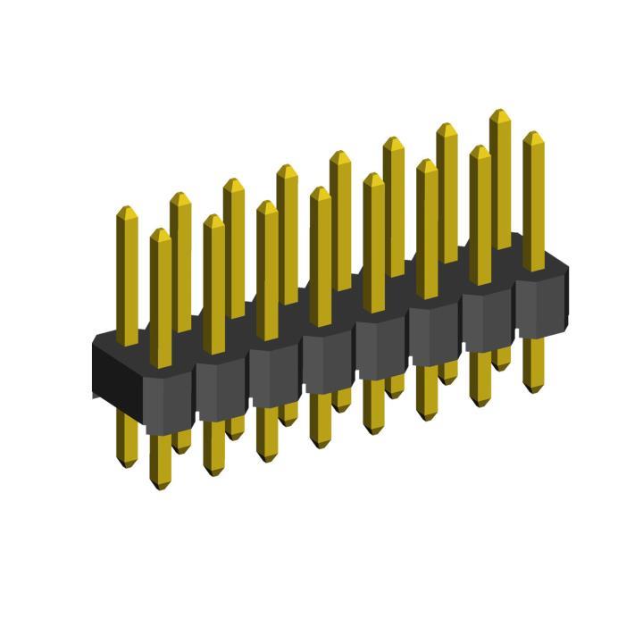 2213S-xxG (PLD-XX, DS1021-2xXXSF11) series, straight double row pin headers on the board for mounting holes, pitch 2,54x2,54 mm, 2x40 pins
