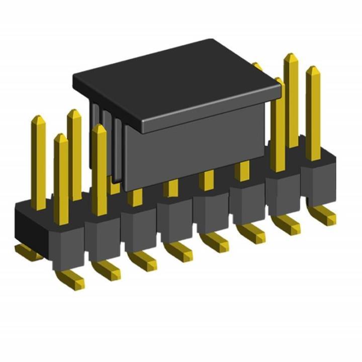 2213SM-XXG-XXXX-CP series, open double row straight pin headers with guides on PCB for surface mounting (SMD), pitch 2,54x2,54 mm, 2x40 pins