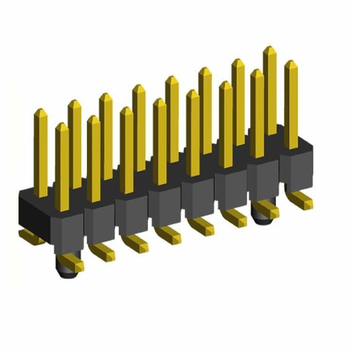 2213SM-XXG-XXXX-PG series, pin headers straight double row with guides on the board for surface (SMD) mounting, pitch 2,54x2,54 mm, 2x40 pins