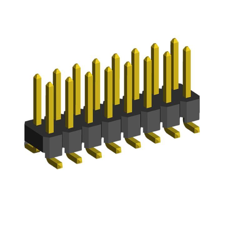 2213SM-XXG-XXXX (PLD-XXS) series, open double row straight pin headers on PCB for surface mounting (SMD), pitch 2,54x2,54 mm, 2x40 pins