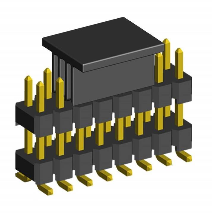 2213SMDI-XXG-CP series, pin headers straight double-row double insulator onto the charge for surface (SMD) mounting with a grip, pitch 2,54x2,54 mm, 2x40 pins