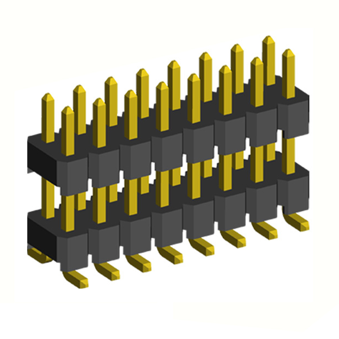 2213SMDI-XXG (PLHD-XXS) series, pin headers straight double row with double insulator on Board for surface (SMD) mounting, pitch 2,54x2,54 mm, 2x40 pins