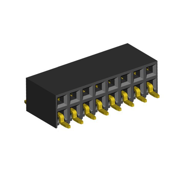 2214BR-XXG-SM series, side - entry sockets, double-row, for surface mounting (SMD) , pitch 2,54x2,54 mm, 2x40 pins