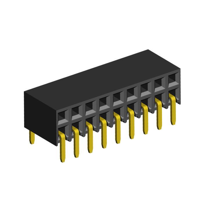 2214BR-XXG series, sockets with side entry double-row (socket) on the board for mounting in holes, pitch 2,54x2,54 mm, 2x40 pins