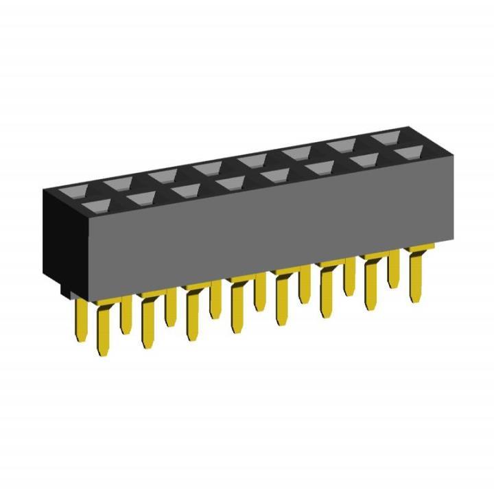 2214DS-XXG-50D series, double-row straight sockets on the board for mounting in holes, pitch 2,54x2,54 mm, 2x40 pins