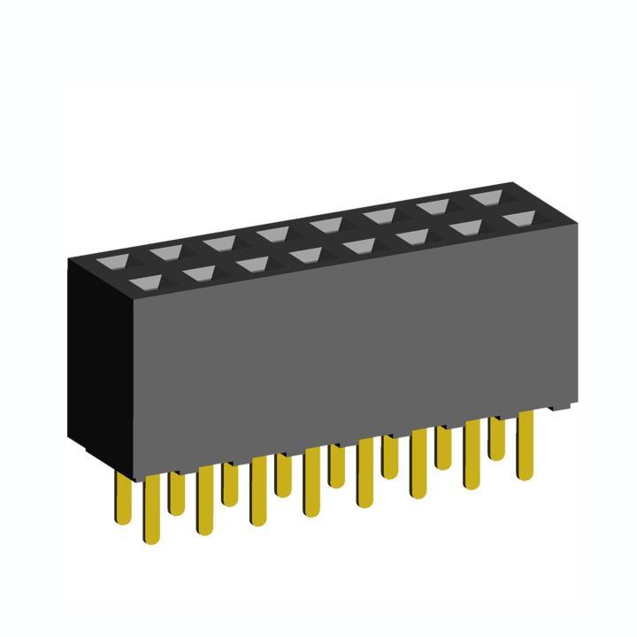2214DS-XXG-85 series, double-row straight sockets on the board for mounting in holes, pitch 2,54x2,54 mm, 2x40 pins