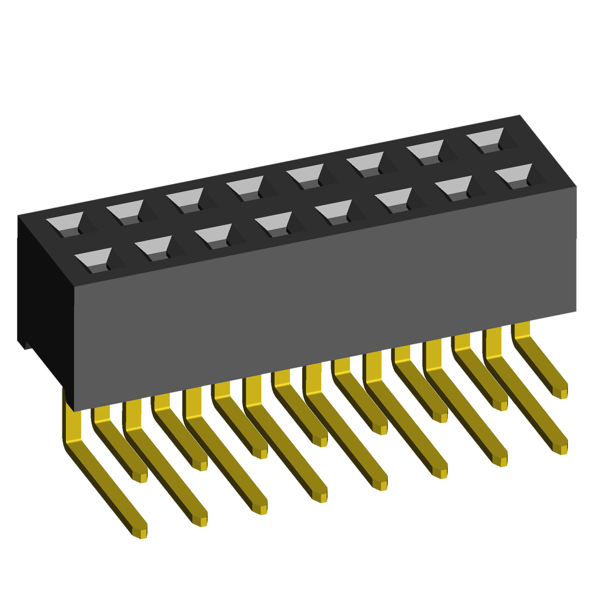 2214R-XXG-57 series, double-row angular sockets on the board for installation in holes, pitch 2,54x2,54 mm, 2x40 pins