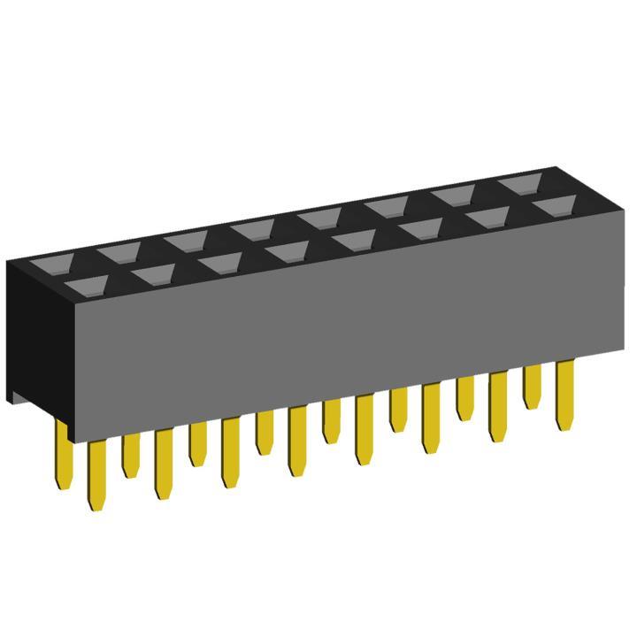 2214S-XXG-57 series, double-row angular sockets on the board for installation in holes, pitch 2,54x2,54 mm, 2x40 pins
