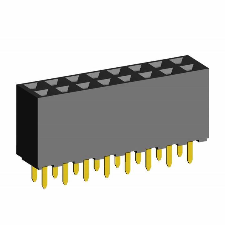 2214S-XXG-85-SJ series, double-row sockets with three-way contacts direct to the Board for mounting in holes, pitch 2,54x2,54 mm, 2x40 pins