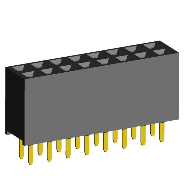 2214S-XXG-85 (PBD-XX) series, double-row straight sockets on the board for mounting in holes, pitch 2,54x2,54 mm, 2x40 pins