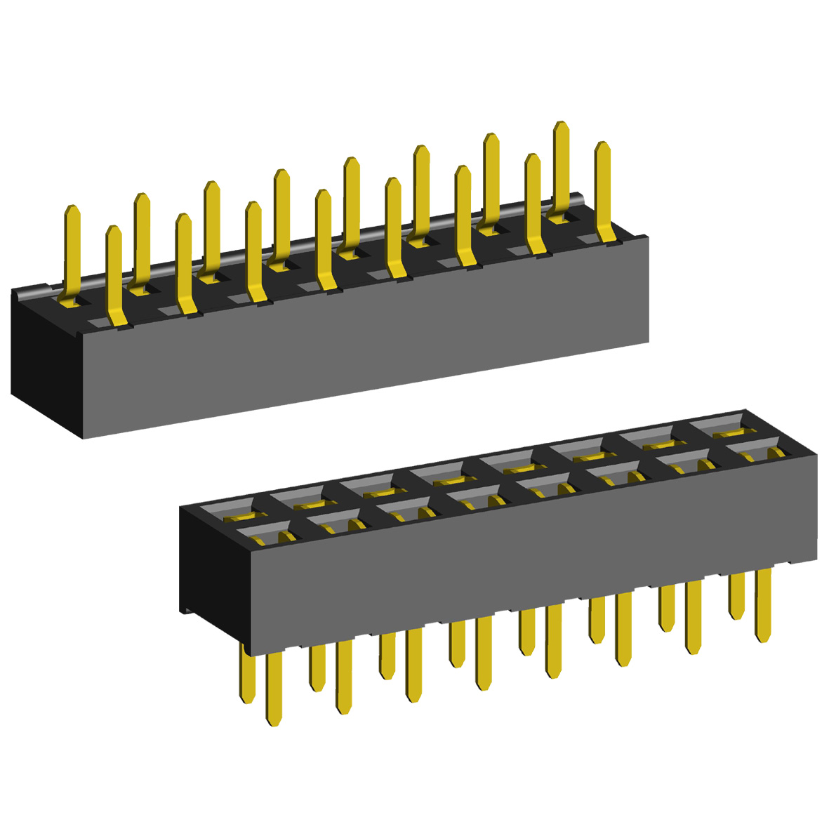 2214S-XXG-36D series, double-row straight sockets on the board for mounting in holes, pitch 2,54x2,54 mm, 2x40 pins
