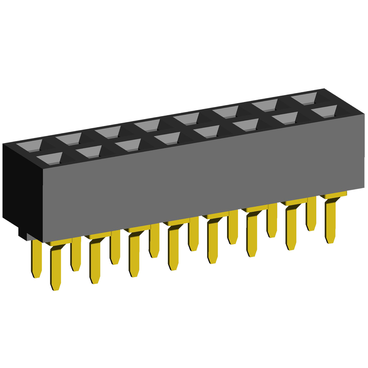2214S-XXG-50 series, double-row straight sockets on the board for mounting in holes, pitch 2,54x2,54 mm, 2x40 pins