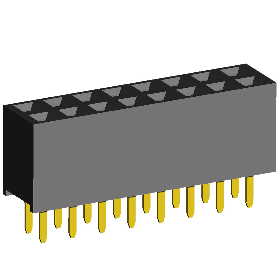 2214S-XXG-72 series, double-row straight sockets on the board for mounting in holes, pitch 2,54x2,54 mm, 2x40 pins