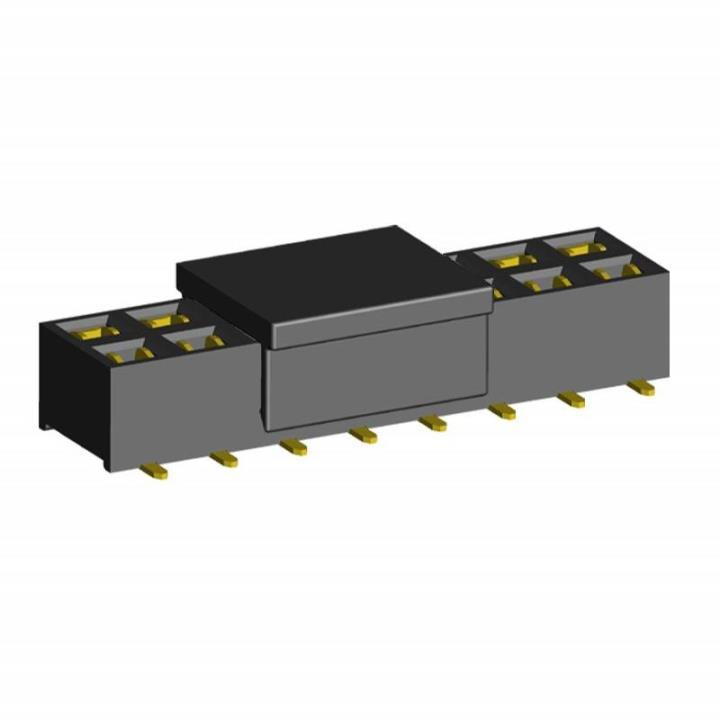 2214SM-XXG-37D-PCP series, double row straight sockets on Board for surface mounting (SMD) with gripper, pitch 2,54x2,54 mm, 2x40 pins