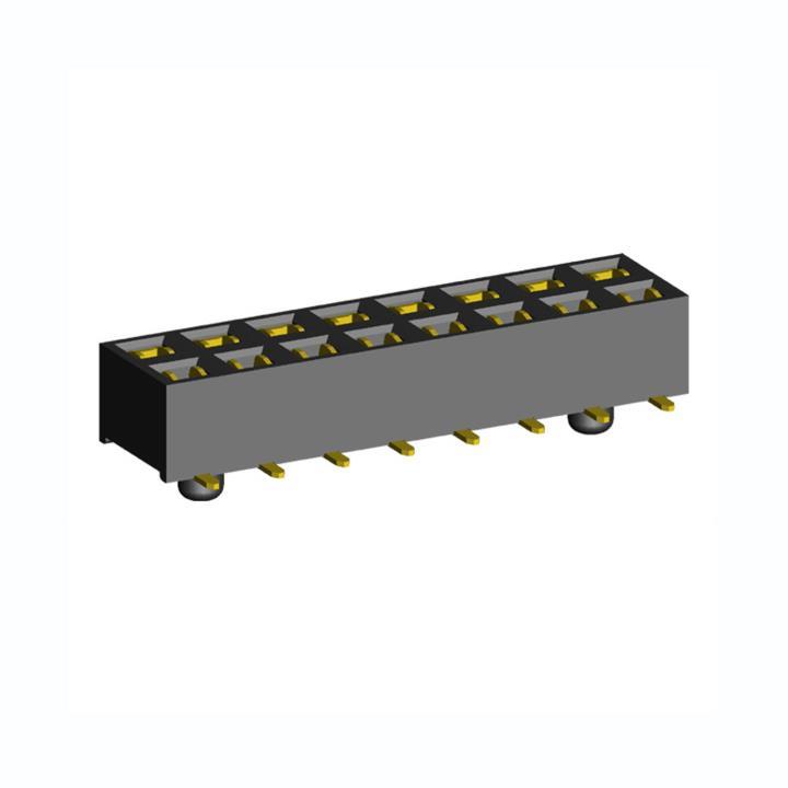 2214SM-XXG-37D-PG series, double-row straight sockets with guides for surface mounting (SMD) , pitch 2,54x2,54 mm, 2x40 pins
