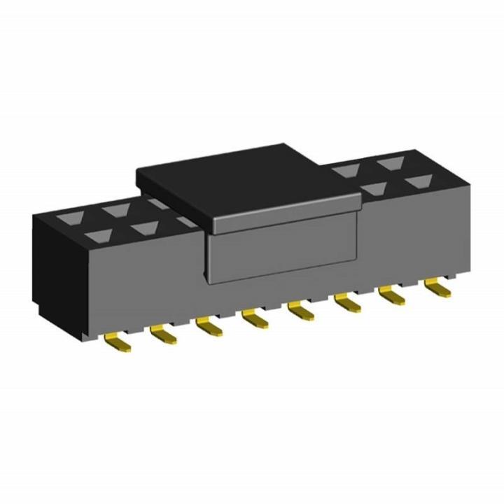 2214SM-XXG-62-PCP series, double row straight sockets on Board for surface mounting (SMD) with gripper, pitch 2,54x2,54 mm, 2x40 pins