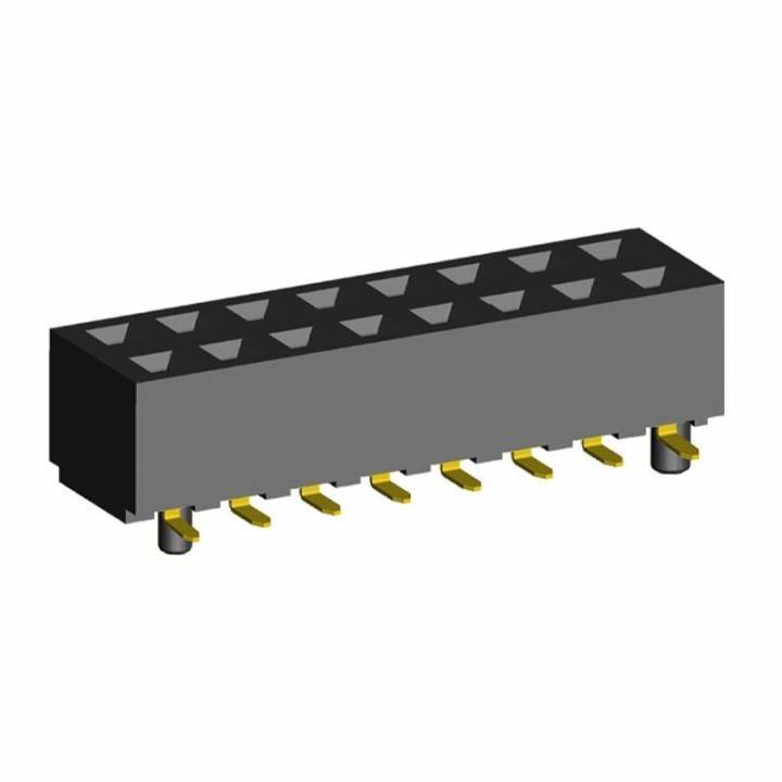 2214SM-XXG-50-PG series, double-row straight sockets with guides for surface mounting (SMD) , pitch 2,54x2,54 mm, 2x40 pins