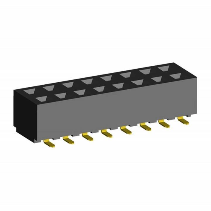 2214SM-XXG-62 series, double row straight sockets on the board for surface mounting (SMD) , pitch 2,54x2,54 mm, 2x40 pins