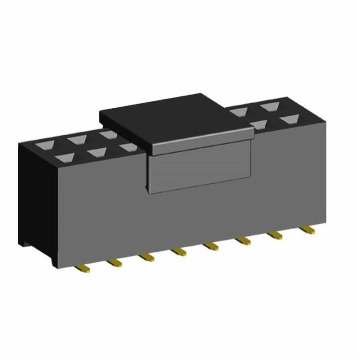 2214SM-XXG-75-PCP series, double row straight sockets on Board for surface mounting (SMD) with gripper, pitch 2,54x2,54 mm, 2x40 pins
