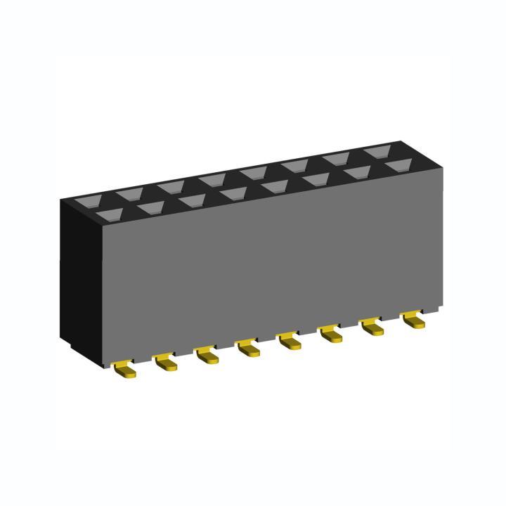 2214SM-XXG-85 (PBD-XXS) series, double-row straight sockets for surface mounting (SMD) , pitch 2,54x2,54 mm, Board-to-Board connectors, pin headers and sockets > pitch 2,54x2,54 mm