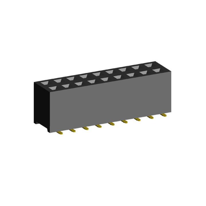 2214SM-XXG-75 series, double-row straight sockets for surface mounting (SMD) , pitch 2,54x2,54 mm, 2x40 pins