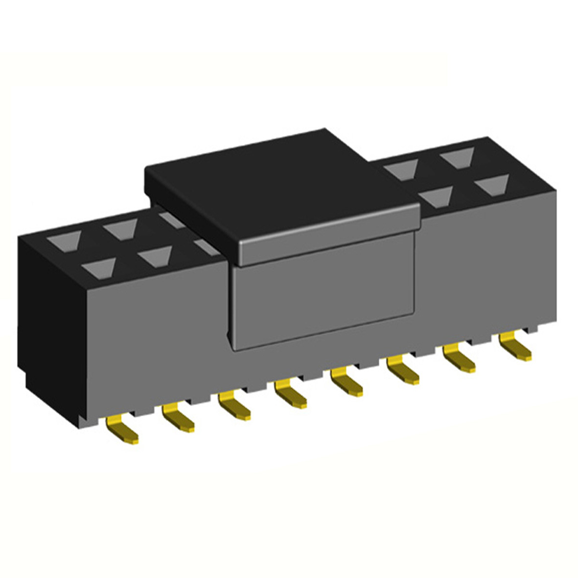 2214SM-XXG-50-PCP series, double row straight sockets on Board for surface mounting (SMD) with gripper, pitch 2,54x2,54 mm, 2x40 pins