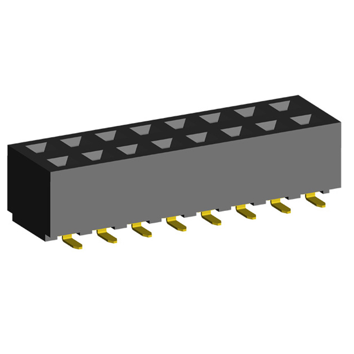2214SM-XXG-50 series, double-row straight sockets for surface mounting (SMD) , pitch 2,54x2,54 mm, 2x40 pins