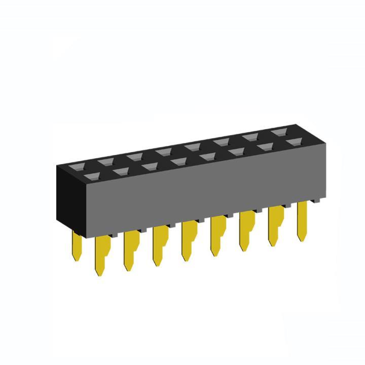 2214TB-XXG-03 series, double-row straight sockets on the board for mounting in holes, pitch 2,54x2,54 mm, 2x40 pins