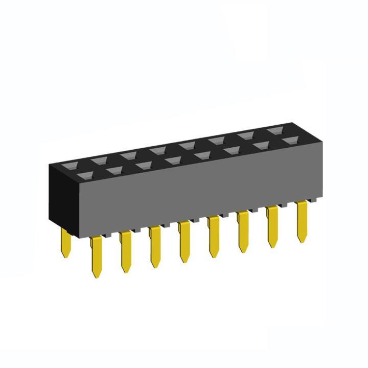 2214TB-XXG-05 series, double-row straight sockets on the board for mounting in holes, pitch 2,54x2,54 mm, 2x40 pins