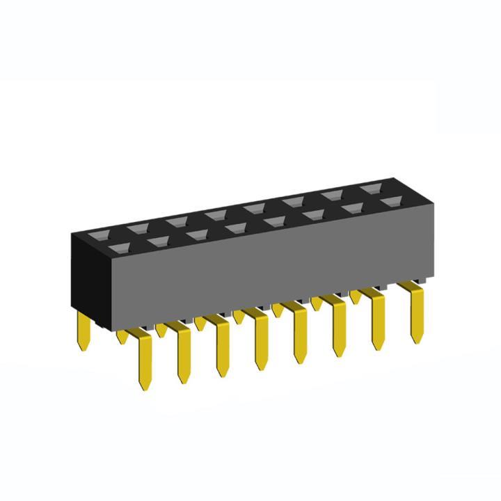2214TB-XXG-07 series, double-row straight sockets on the board for mounting in holes, pitch 2,54x2,54 mm, 2x40 pins