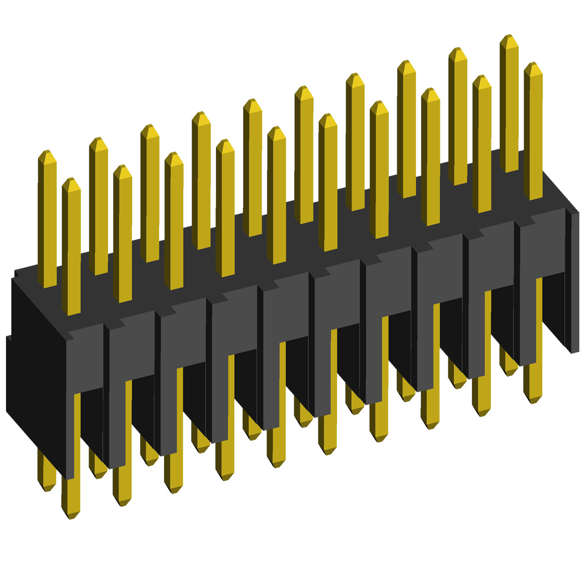 2215S-XXG-XXXX series, pin headers straight with increased insulator double row on Board for mounting in holes, pitch 2,54x2,54 mm, 2x40 pins