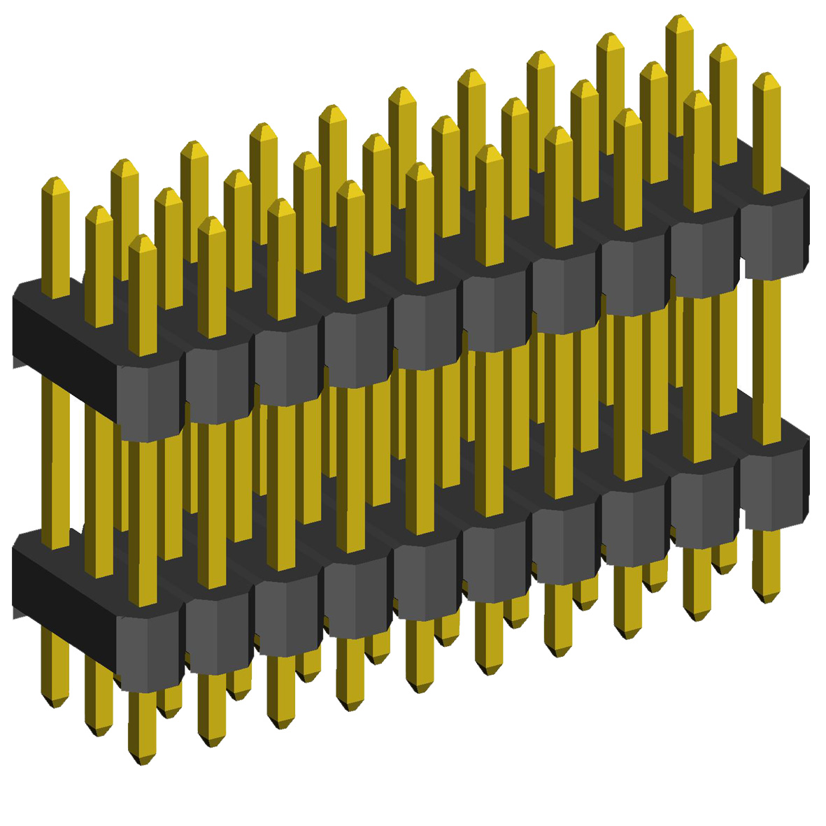 2233DI-XXXG-XXXX (PLHT-XXX) series, pin headers straight with double insulator three-row on Board for mounting in holes, pitch 2,54x2,54 mm, 3x40 pins