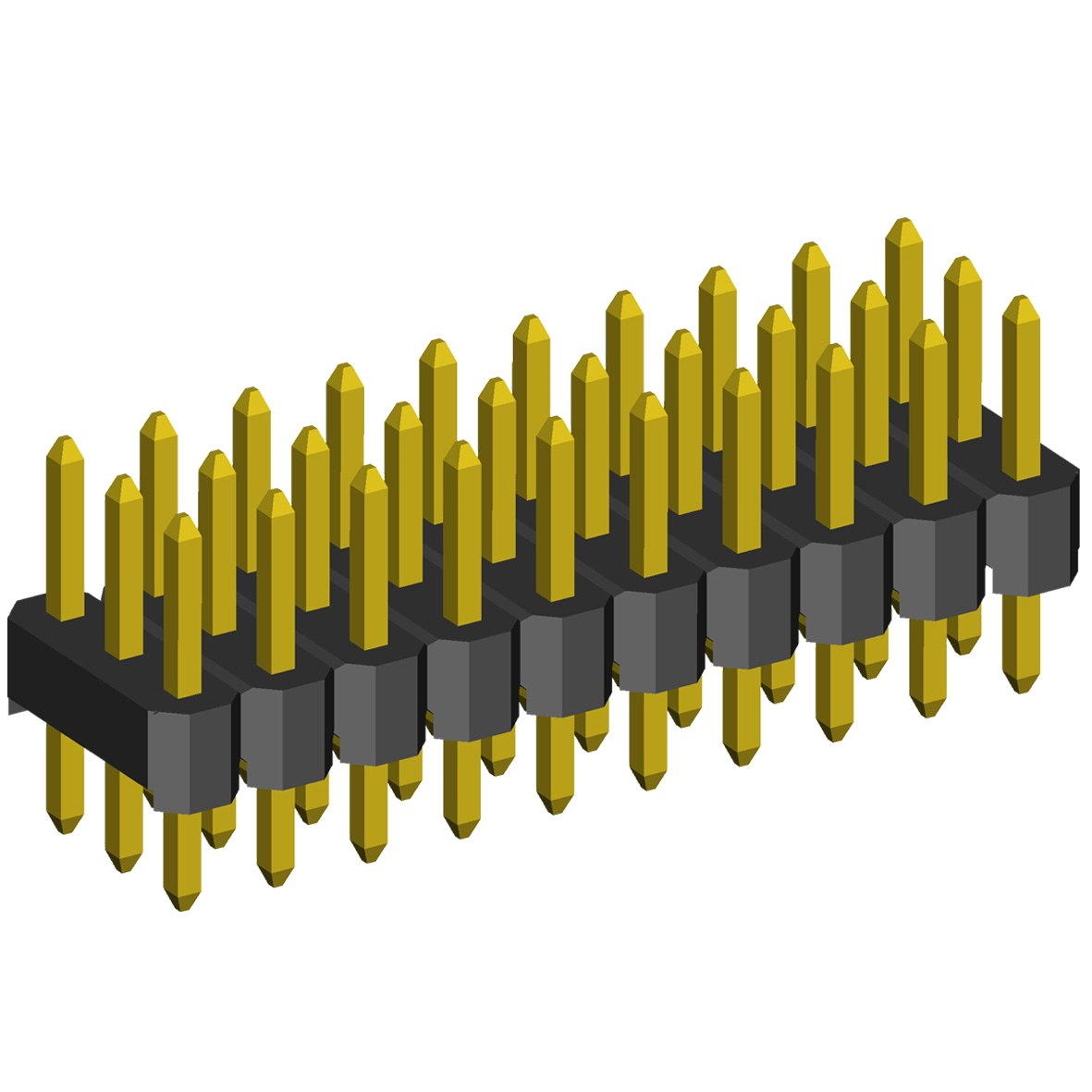 2233S-XXXG-XXXX (PLT-XXX) series, straight three-row open pin header on the board for mounting holes, pitch 2,54x2,54 mm, 3x40 pins
