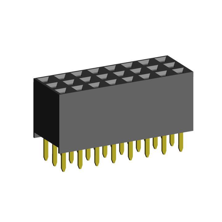 2234S-XXXG-85 (PBT-XXX) series, three-row straight sockets on the board for mounting in holes, pitch 2,54x2,54 mm, 3x40 pins