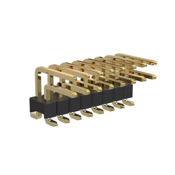 BL1215-12xxM series, double-row SMD horizontal angular pin headers, pitch 2,54x2,54 mm, 2x40 pins