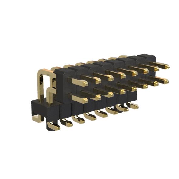 BL1210-22xxM-PG series, double row SMD horizontal angle pin headers with double insulator with guides in the Board, pitch 2,54x2,54 mm, 2x40 pins