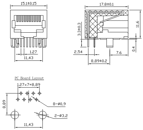 5611-08-200-001-H-L / 56 Series Modular Jack / Modular Jack / Connectors
