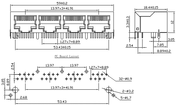 5614-08-200-101-H-L / 56 Series Modular Jack / Modular Jack / Connectors