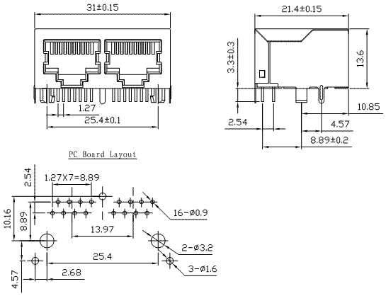 5912-08-100-301-H-L / 59 Series Modular Jack / Modular Jack / Connectors
