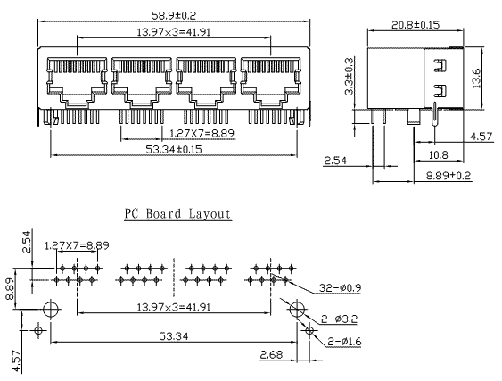 5914-08-100-701-H-L / 59 Series Modular Jack / Modular Jack / Connectors