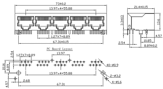 5915-08-100-301-H-L / 59 Series Modular Jack / Modular Jack / Connectors