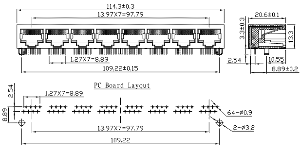 5918-08-100-001-H-L / 59 Series Modular Jack / Modular Jack / Connectors