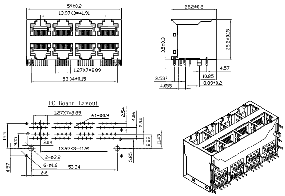5924-88-200-301-L / 59 Series Modular Jack / Modular Jack / Connectors