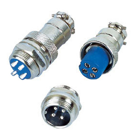 Round industrial metal connectors (low-frequency cylindrical connectors), under hole in device with diameter 12 mm