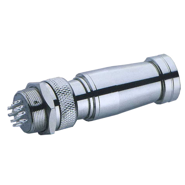 Round industrial metal connectors (low-frequency cylindrical connectors), under hole in device with diameter 19 mm