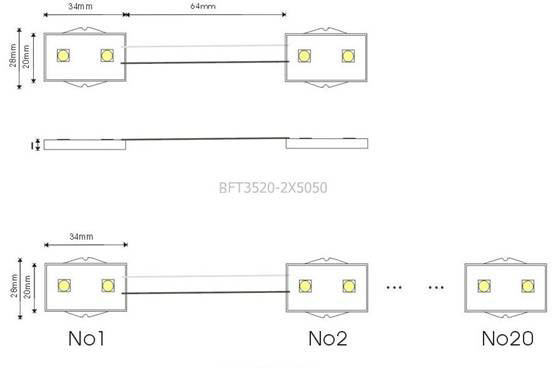 BFT3520-2X5050, 5050 SMD LED Waterproof LED Module Series, LED Module