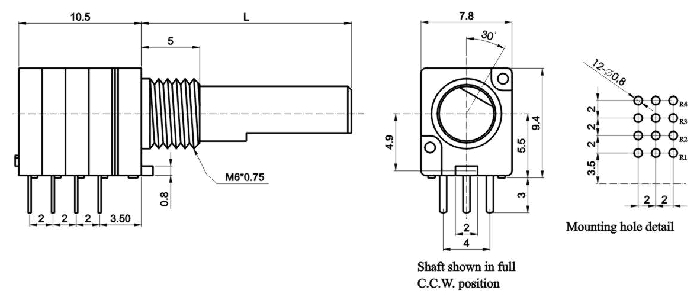 RD840G-_A1-, Rotary Potentiometers 8 mm