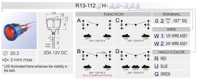 Spst Illuminated Rocker Switch Wiring Diagram from www.bentex.com.hk