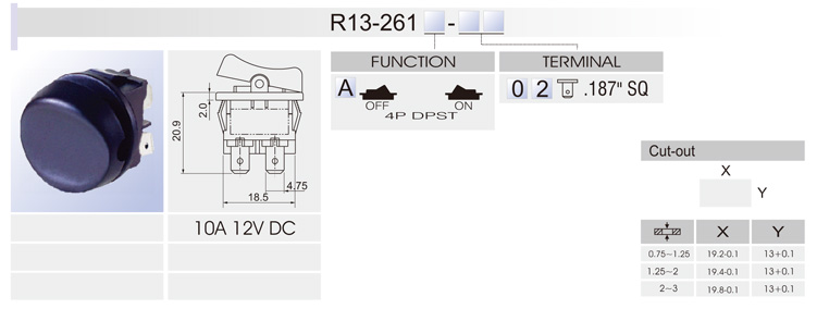 CANAL MR-2 ROCKER Switch 3 Pins 3 Positions 10A 125VAC 6A 250VAC EUR 5